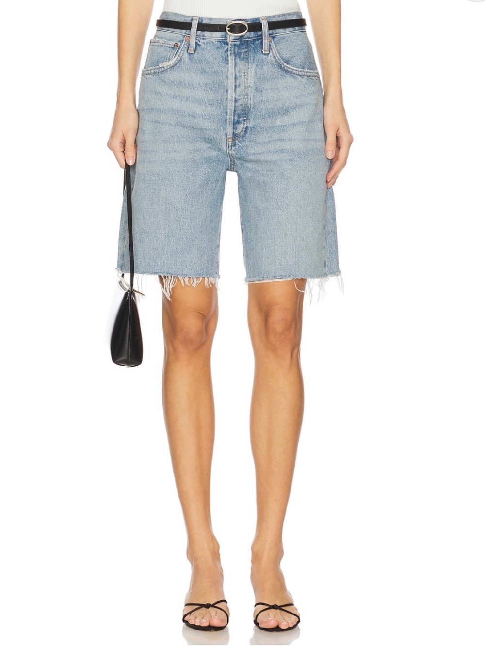 NEW Agolde 90s Mid Rise Loose Force Light Blue Denim Shorts